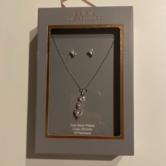 Believe by Brilliance Jewelry - Believe Cubic Zirconia Heart Necklace Set New